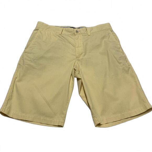 Banana Republic Mens Sz 32 Yellow PinStriped chino Shorts W34 Cotton - Picture 1 of 10